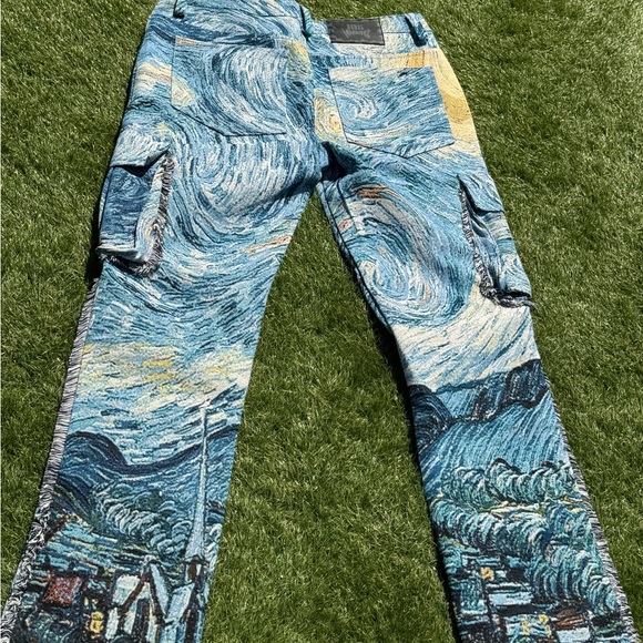 Rebel Vengeance Starry Night Tapestry Cargo Pants Size 32 Artistic Streetwear - Picture 4 of 16